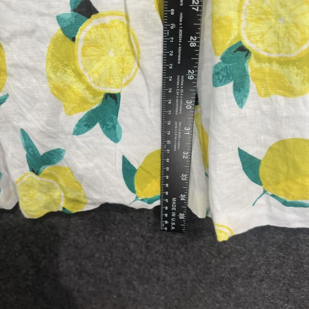 Cynthia Rowley Dress Women's 14 White Lemon Print Linen Fit Flare Pockets Fruit - Picture 5 of 8
